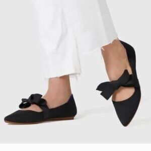 Rothy's The Point Mary Jane Bow Tie Ballet Flat Shoe Black 8.5